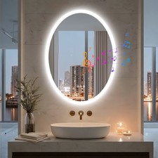 Specchio Bluetooth bagno led ovale touch antiappannamento memoria 3 colori luce regolabile