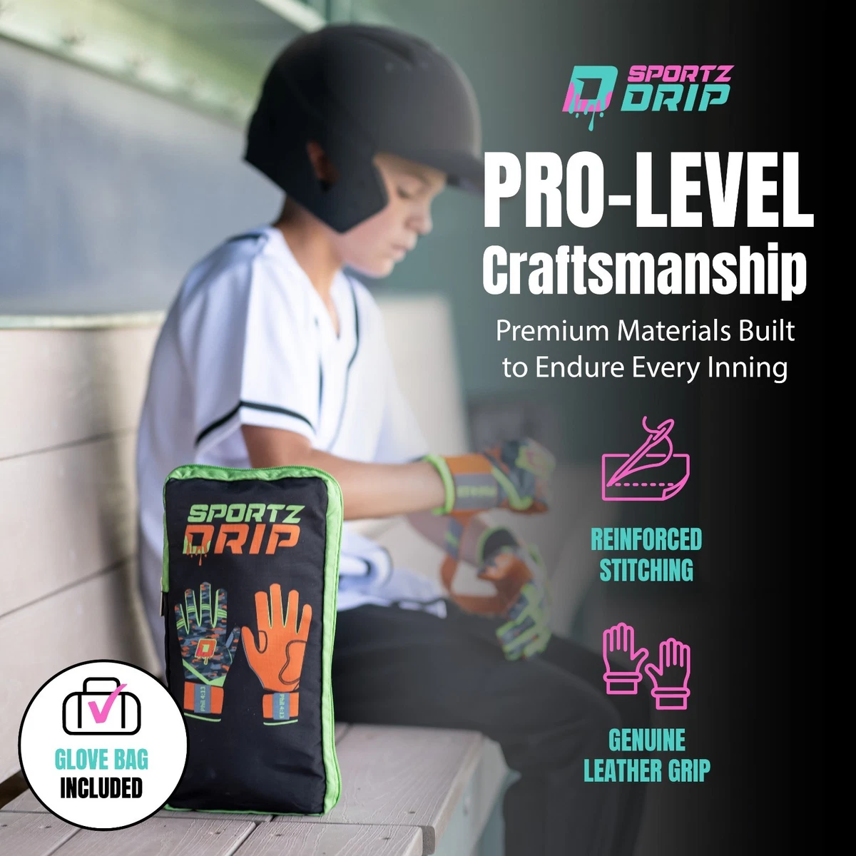 NUEVO Guantes de Bateo Premium Sportz Drip Shield Adultos Grandes/Extra Grandes - ALXL