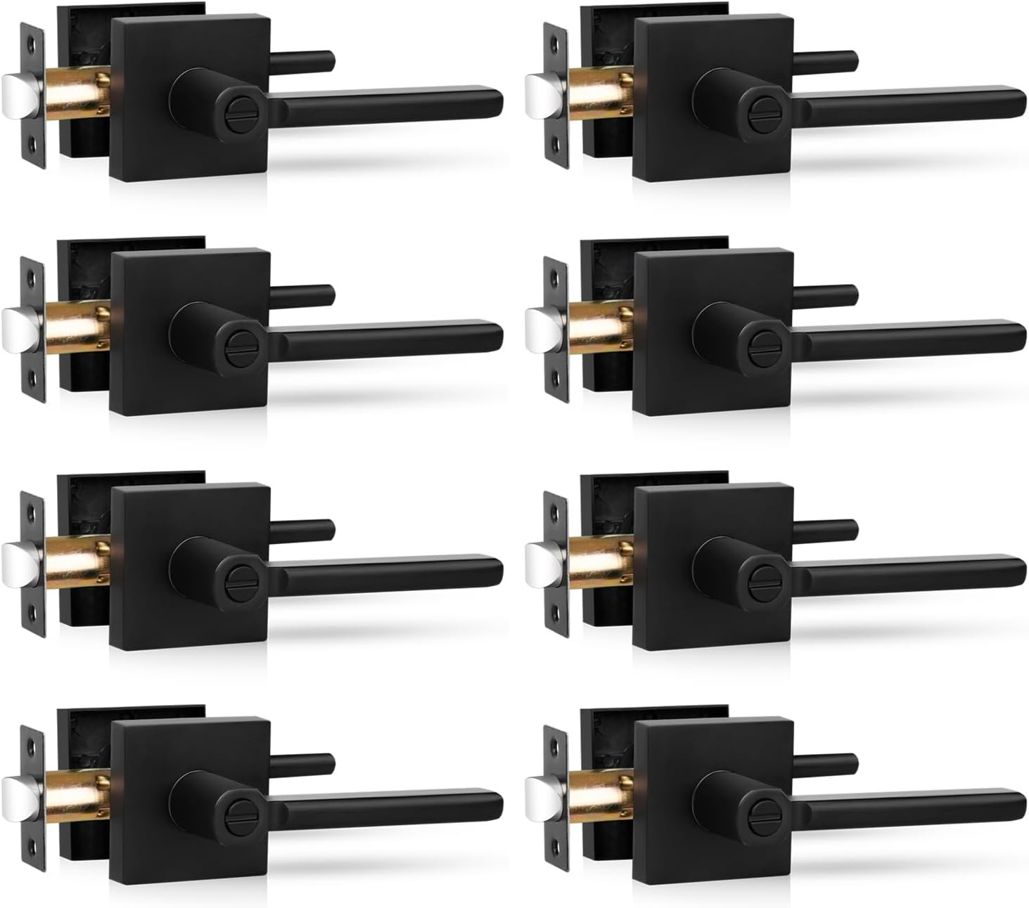 Privacy Door Levers, 8 Pack Black Handles Heavy Duty Bed 8 Pack,-image