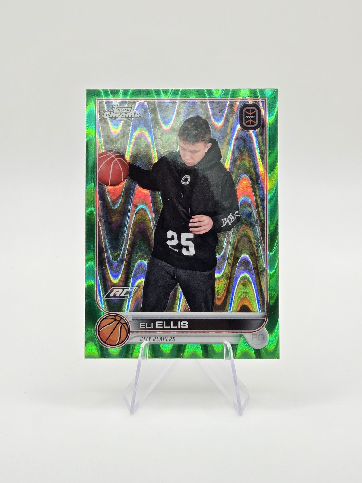 Eli Ellis 2022-23 Topps Chrome Overtime Elite Green RayWave SP #/75 #72