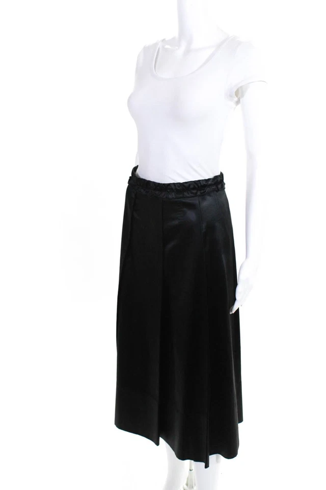 Falda midi plisada tallada para mujer línea A negra algodón talla europea 38 11046523 Foto 2 de 4