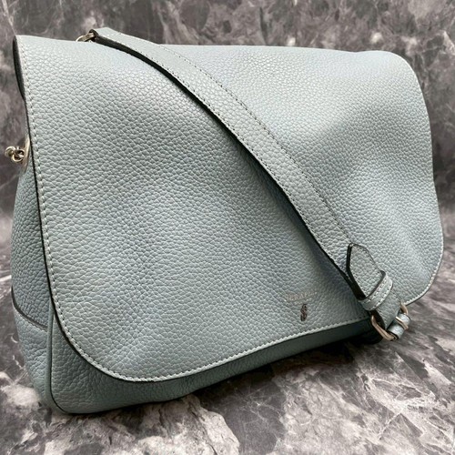 Serapian Leather Shoulder Bag Light Blue Made in Italy Authentic Women's - Picture 11 of 24