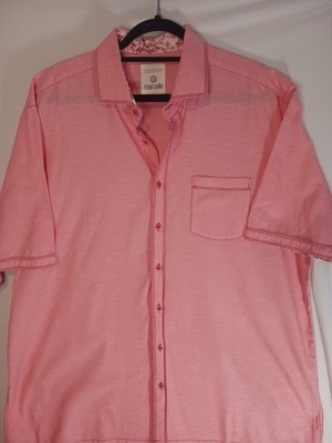 Marcello Men's Casual Collection Siesta Key Collar Shirts (Red & Lilac) XXL