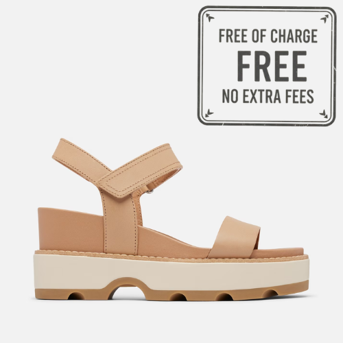SOREL WOMEN'S Joanie™ IV Y Strap Wedge Sandal Honest Beige, Bleached Ceramic