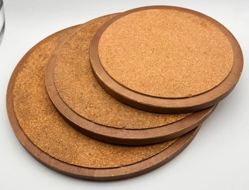 Vintage Round Standard Specialty Japan MCM Wood Cork Board Trivets Set of 3 - product listing photo
