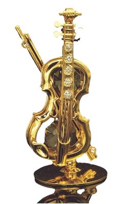 SWAROVSKI CRYSTAL ELEMENT STUDDED VIOLIN FIGURINE 24K GOLD PLATED NEU OVP