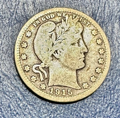 1915 Barber Quarter. 90% Silver. Good Condition. Charity Auction.