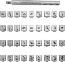 37 Pieces Leathercarft Stamping Tool Set, 26 Letters Alphabet  10 Numbers St...