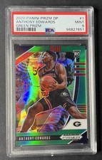 2020 Panini Prizm DP Anthony Edwards RC Green Prizm PSA 9 Minnesota Timberwolves