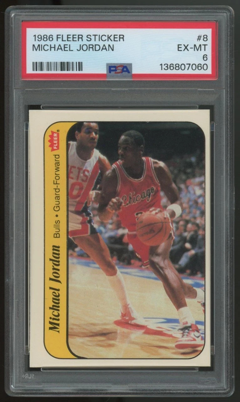 MICHAEL JORDAN " 1986 " FLEER STICKER #8 PSA 6 " ROOKIE " 1-538  $$$ view 5