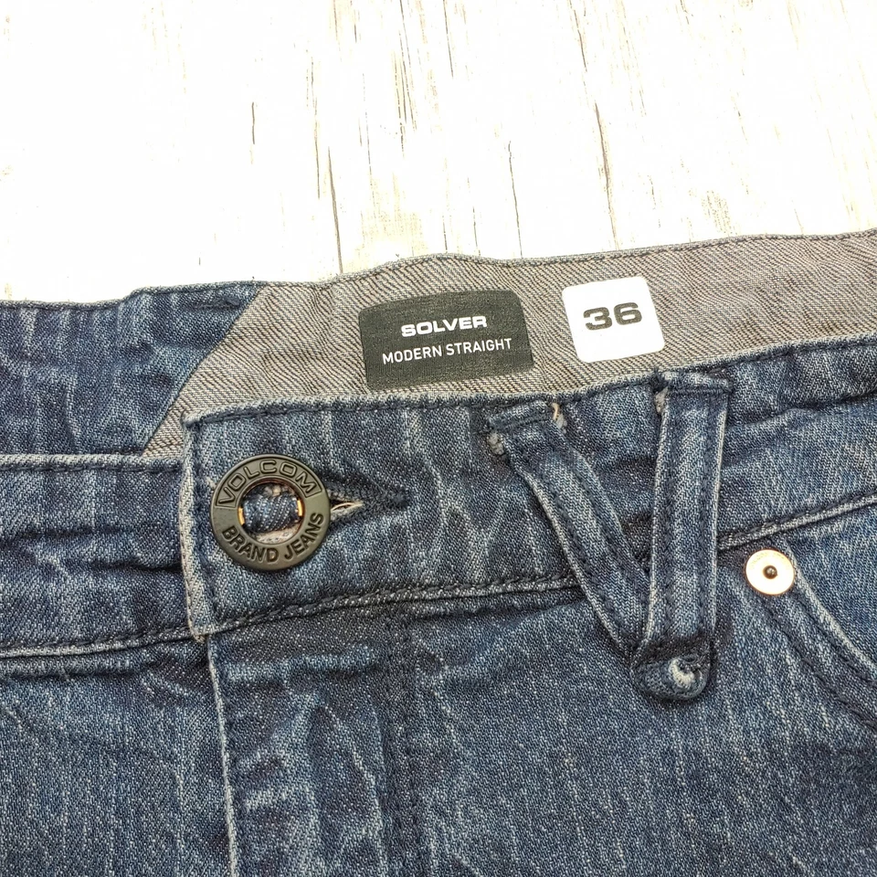 Volcom Men's Solver Modern Straight Blue Jeans Size 36 Relaxed Fit Casual Wear - Image 3 of 4