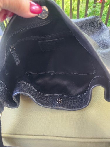 Bolso de Hombro Coach Hobo F1173-F16533 Cuero Negro Guijarro Plata Acento Turnlock - Imagen 8 de 9