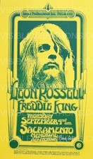 Póster de concierto de Leon Russell y Freddie King Sacramento 1972 firmado por Randy Tuten
