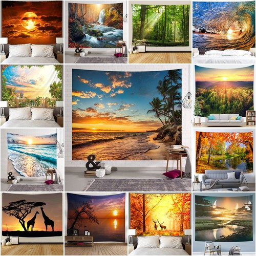 Large Sunrise Scenery Tapestry Wall Hanging Bedroom Bedspread Backdrop Seascape - Picture 2 of 21