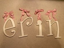 Target Children's Wall Decor Wooden Letters "erin" Whimsical Pink Ribbon