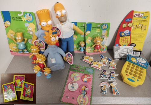 Cool Vintage The Simpsons Lot of Plush Figures Magnets Pins TRADING CARDS MORE