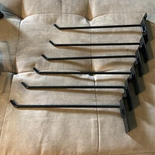 10" Hook For Display Cases Tool Storage Organizer 6 pcs Black Slatwall