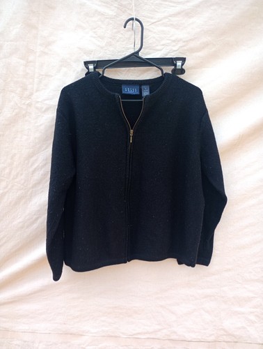 Crazy Horse Womens Hooded Sweater Full Zip Cardigan Trim Lambs Wool L - Picture 2 of 6
