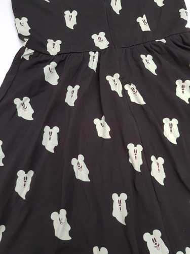 Cakeworthy Disney Mickey Mouse Ghost Dress Printed Black Halloween Short Sleeve - Picture 8 of 14
