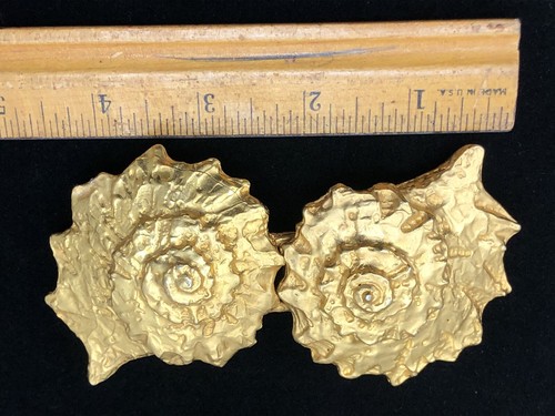 Douglas Paquette/ Kimberlee Keller goldfarbene Muschel maritim Vintage Gürtelschnallen - Bild 14 von 15