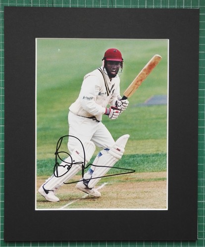 BRIAN LARA WEST INDIES CRICKET LEGEND ORIGINAL SIGNED PHOTO MOUNT 12 x 10
