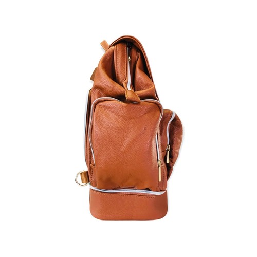 Nappy Bag Backpack Stylish Tan Colour Large Capacity for Baby Items - Picture 10 of 12