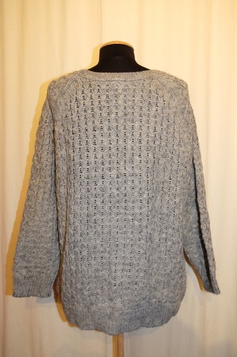 H&M Rundhals Zopfmuster Strickpullover Pullover grau melange M - Picture 3 of 4