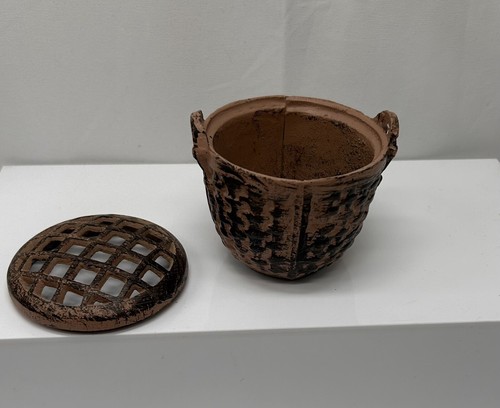 Incense Burner Weave Basket Cast Iron Unique Vintage Chinese 3" x 3.25” - Picture 2 of 7