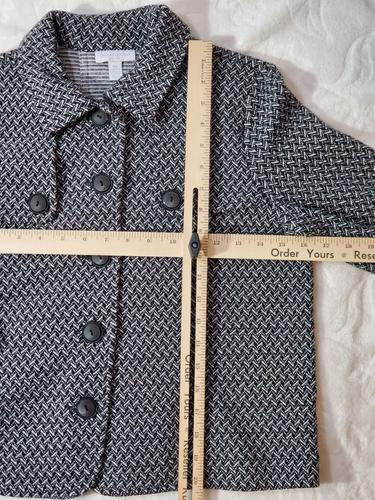 CHARTER CLUB Herringbone Jacket Blazer Size Petite SMALL White & Black Peacoat - Picture 5 of 11