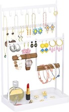 Jewelry Stand, Jewelry Organizer, Jewelry Display Holder w White Metal Frame