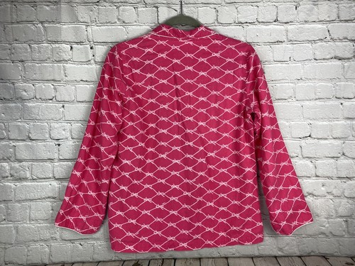 Lilly Pulitzer Size XS Pink White Bow Pattern Flannel Button Down Pajama Top EUC - Picture 3 of 7