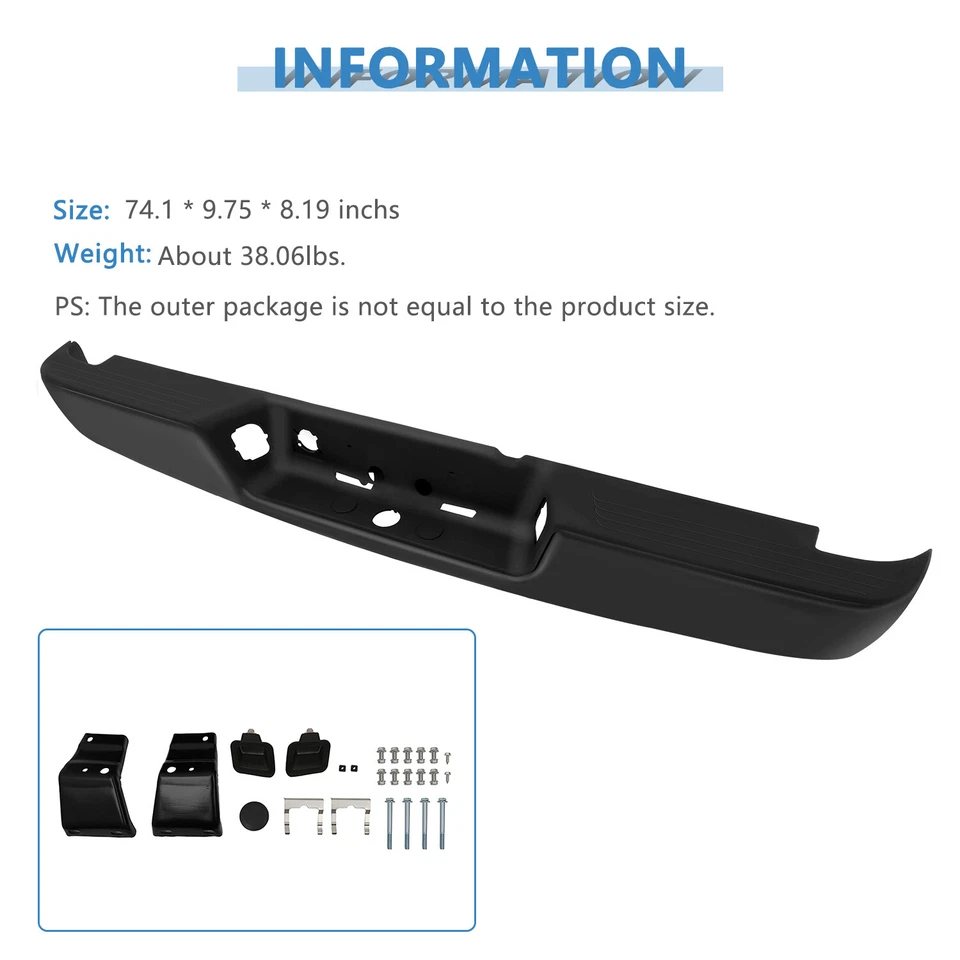 Primered - Steel Rear Bumper Face Bar for 2002-2008 Dodge Ram 1500 2500 3500 Foto 4 de 4