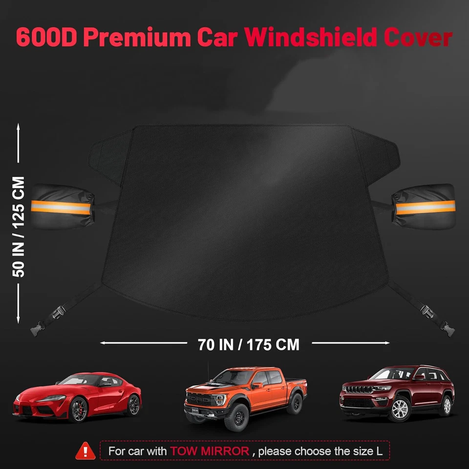 Cubierta de nieve para parabrisas Jeep protector contra heladas protector contra hielo con cubierta de espejo lateral Foto 3 de 4