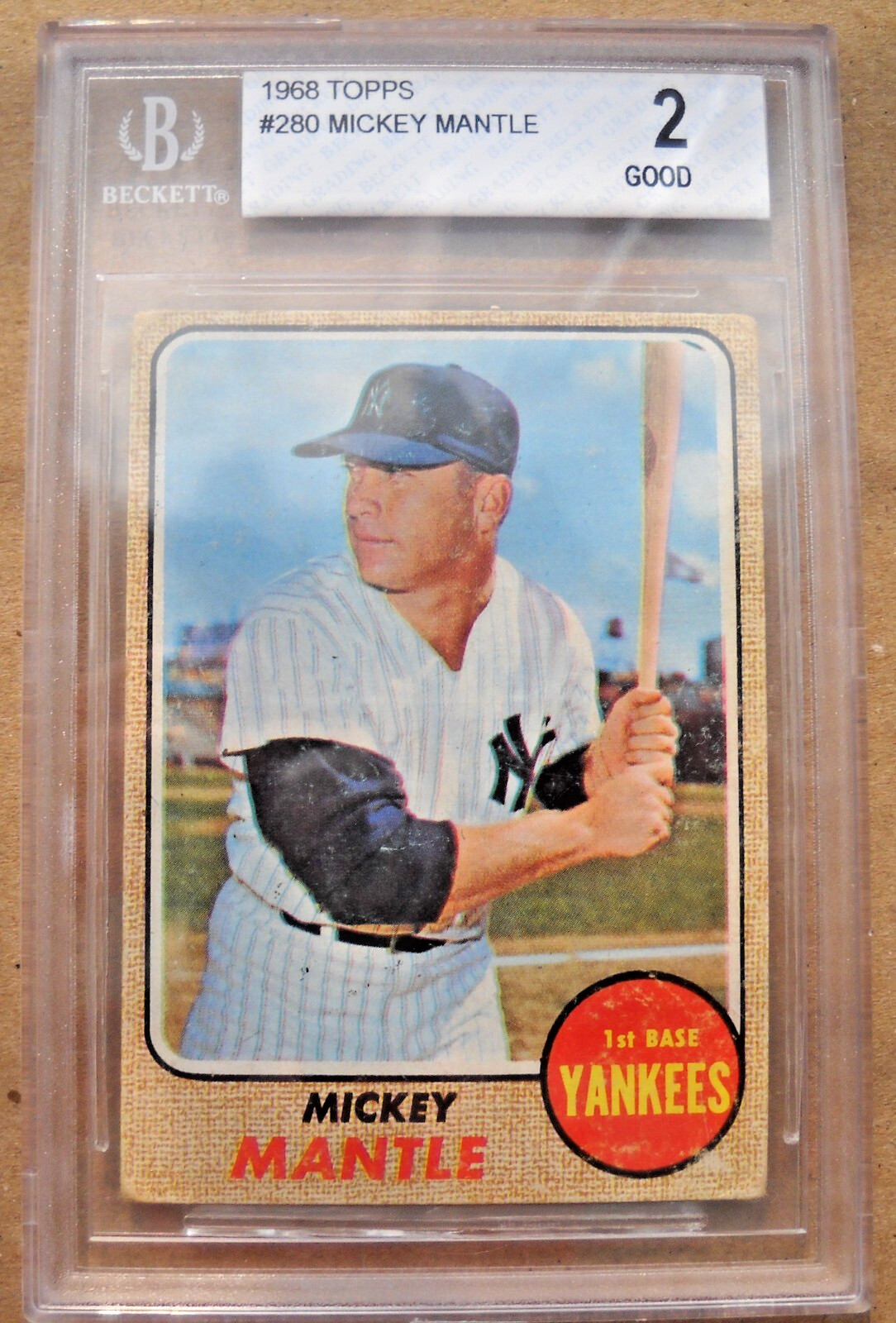 1968 Topps Mickey Mantle #280 - Graded PSA 2