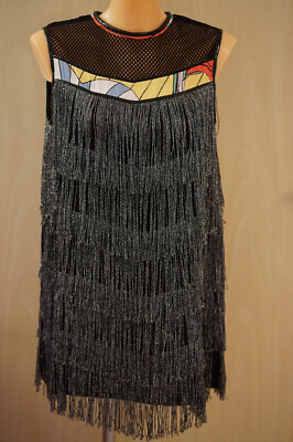 Celia B Edles Kleid Kurzkleid mit Fransen schwarz Gr. M   Neuwertig