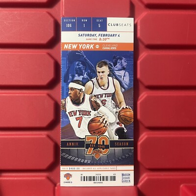 New York Knicks Vs Cleveland Cavaliers NBA Ticket Stub James Youngest ...