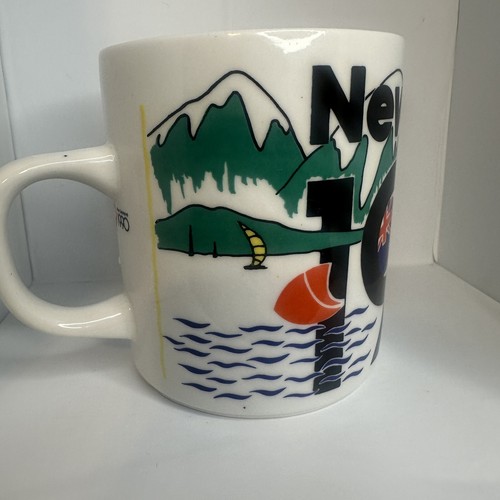 Vintage 1990 New Zealand Souvenir Mug ISIS Decora Designs Ltd Maori NZ Flag Art - Picture 2 of 11
