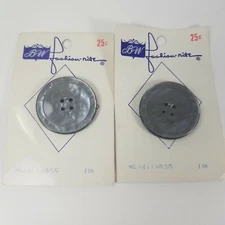 Vintage BW Fashion-Nite Four Hole Flat Button New Old Stock Large Gray Shiny