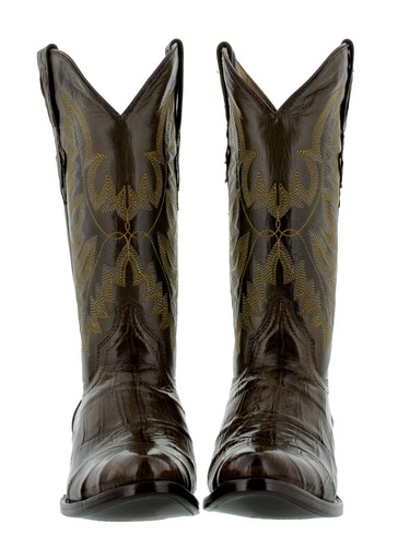 Botas vaqueras para hombre Western marrón cocodrilo estampado de vientre grande punta redonda talla 6,5 - Imagen 8 de 8
