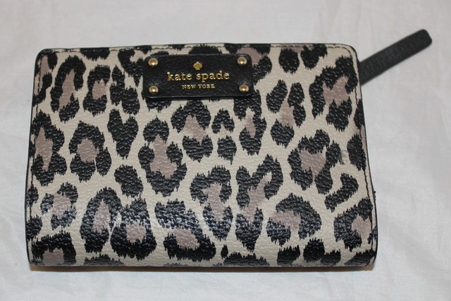 Kate Spade Tellie Grove Street Leopard Bifold Wallet Wlru5017 Black Nwt Kate Spade Tellie Grove Street Leopard Bifold Wallet