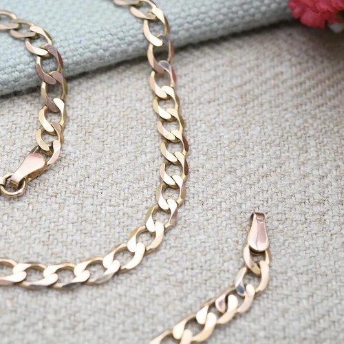 Collana vintage in oro 9 ct con cordino piatto - catena unisex in oro massiccio 9 carati | giallo - Foto 5 di 8
