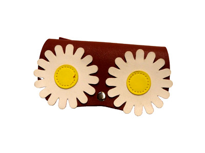 Daisies Sunglasses Protector Soft Leather Case with Snap Clip