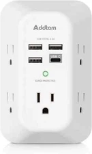 5 Outlet Extender Surge Protector Multi Plug Wall Adapter USB Charger Ports with