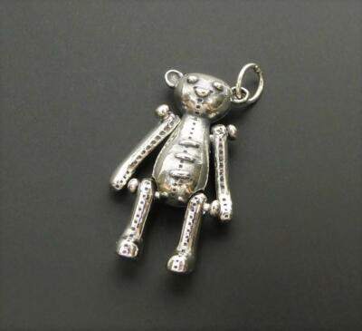 Adorable Sterling Silver Ragdoll Style Teddy Bear Small Charm Pendant Movable!