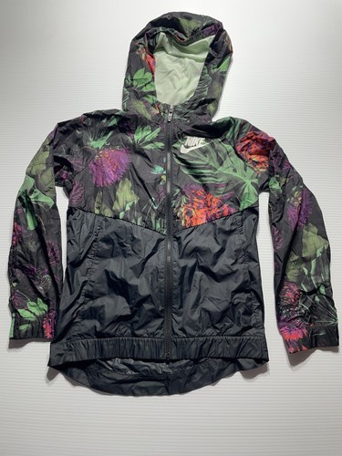 Nike Girl Sportswear Winter Windrunner Windbreaker Jacket Hooded Floral L