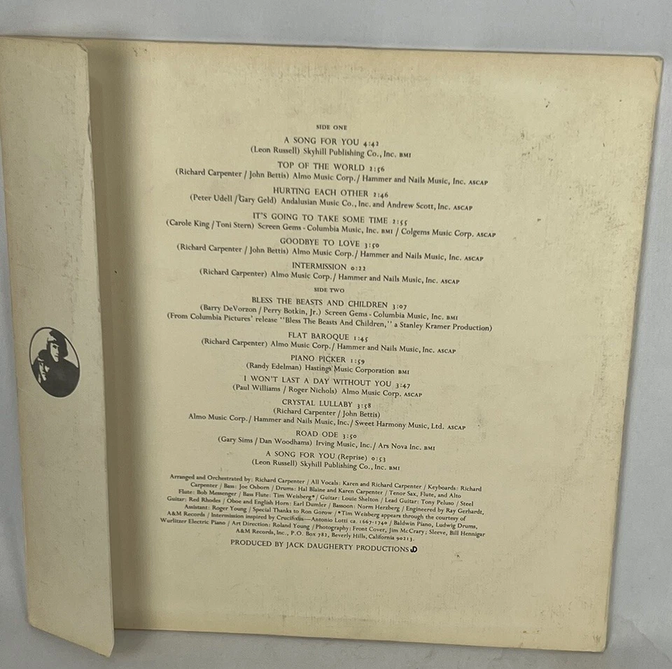 The Carpenters A Song For You LP Vinyl Record Album SP 3511 - Image 3 of 3