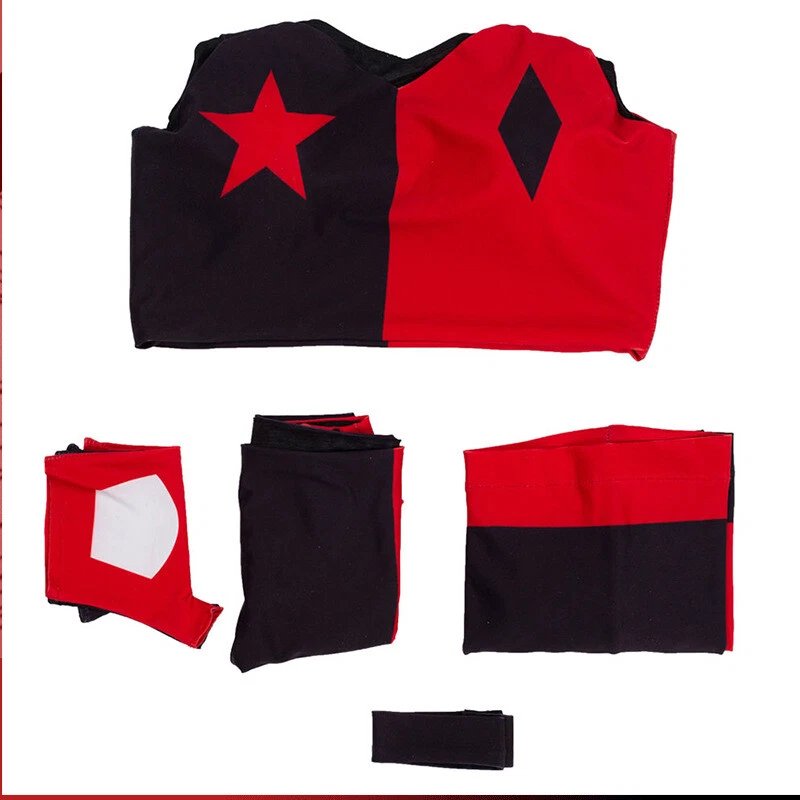 Conjunto de Meias Cosplay Harley Quinn Esquadrão Suicida Harleen Crop Top Fantasia - Imagem 3 de 4