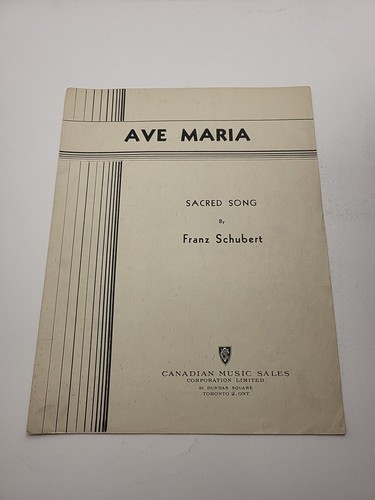 Ave Maria Sacred Song By Franz Schubert - Vintage Sheet Music