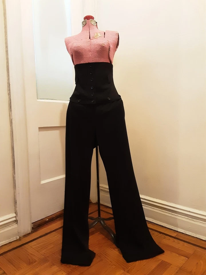Винтажные черные брюки и корсет Dolce & Gabanna размер 42 натуральная шерсть