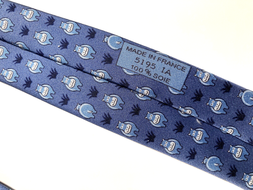 HERMES VINTAGE VACA VISTA DELANTERA TRASERA CORBATA COLA TRASERO ANIMAL GAMA ALTA FRANCIA AZUL - Imagen 12 de 17